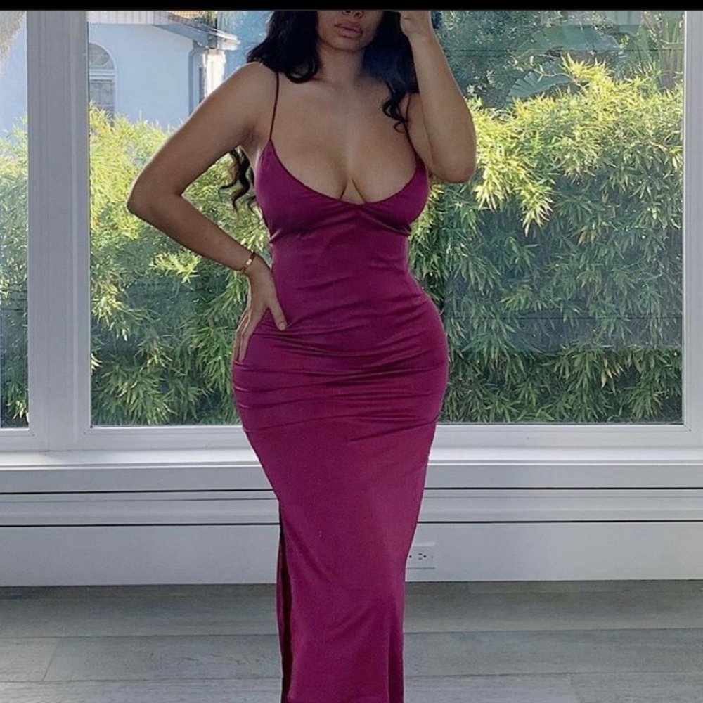 Satin Long Dress with Split